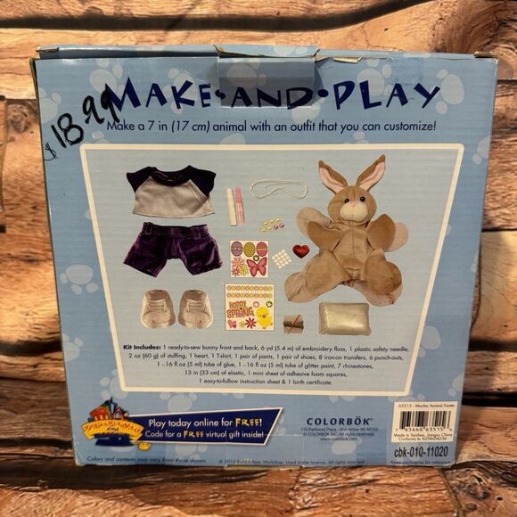 Build-A-Bear Hoppy Spring Mocha Bunny Make & Play Kit #63515 Plush NO CLOTHES - Picture 4 of 7